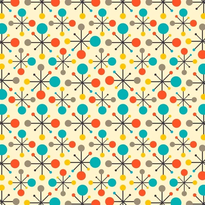 Mid-Century Atomic Stars Fabric – Beige