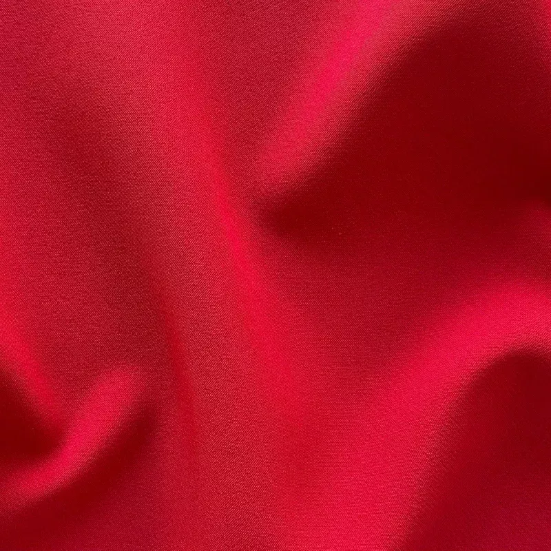 Mid-Weight Lipstick Red Matt Stretch Polyester Crepe Twill