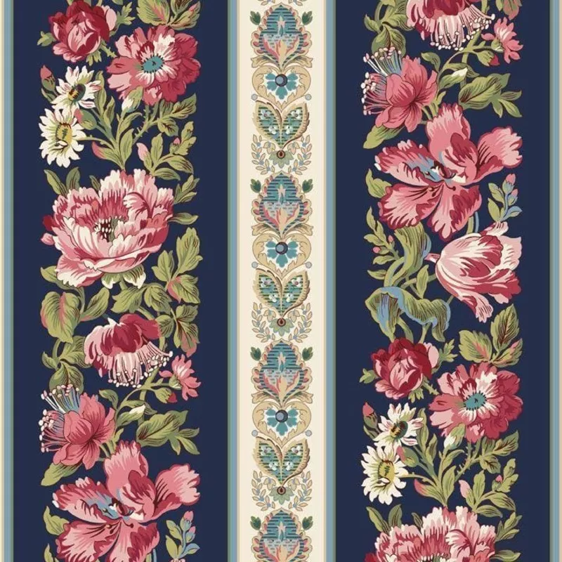 Midnight Meadow – Floral Stripe Navy
