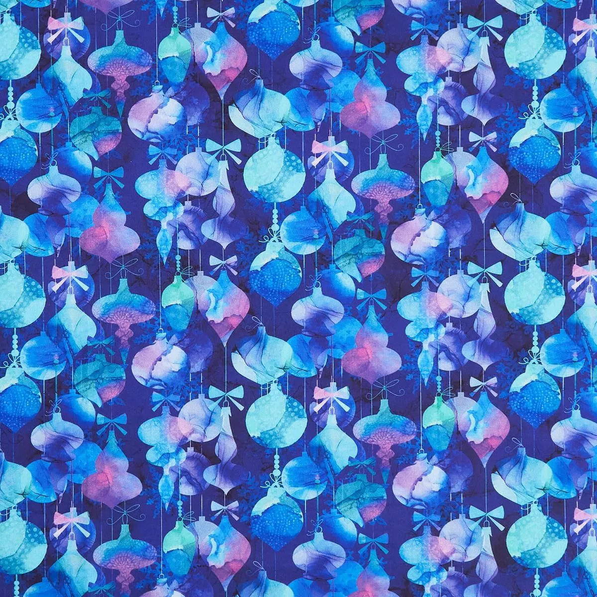 Midwinter Magic – Baubles Dark Blue Multi Yardage