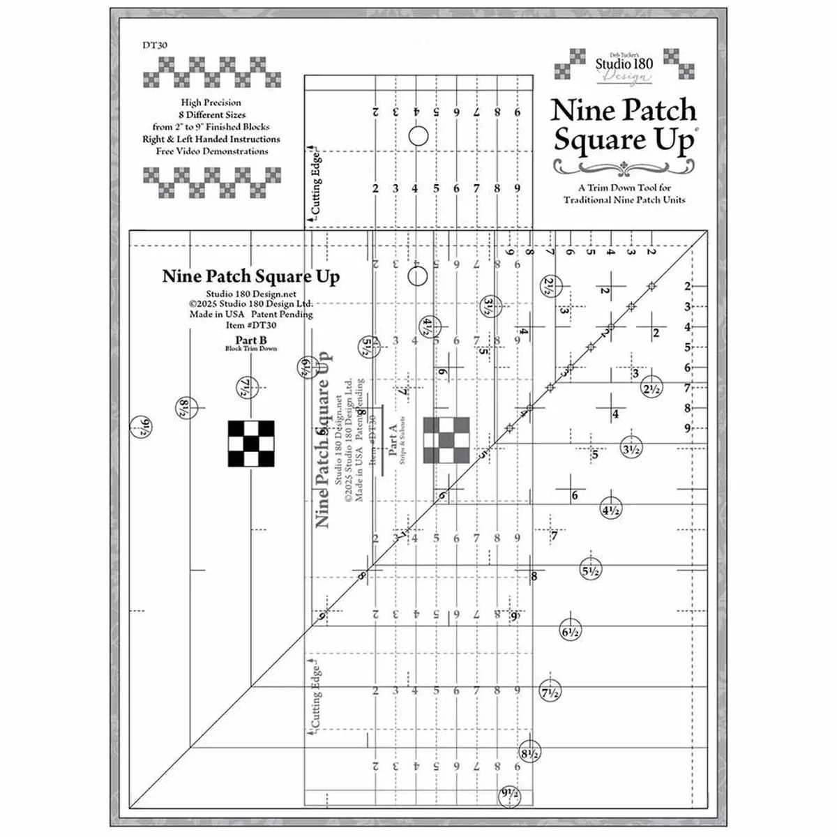 Nine Patch Square Up Ruler – Studio 180 Design
