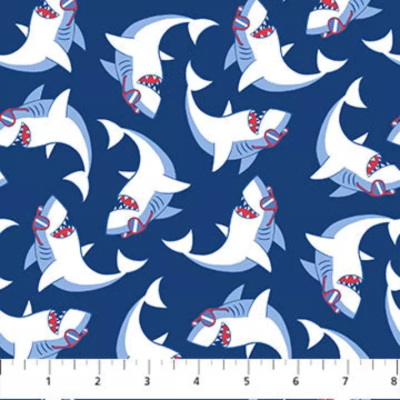 Northcott – Shark Attack – Tossed Sharks – 1/2 YARD CUT