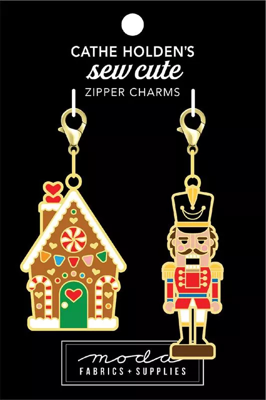 Nutcracker & Gingerbread House Zipper Pulls (Cathe Holden) 2 ct