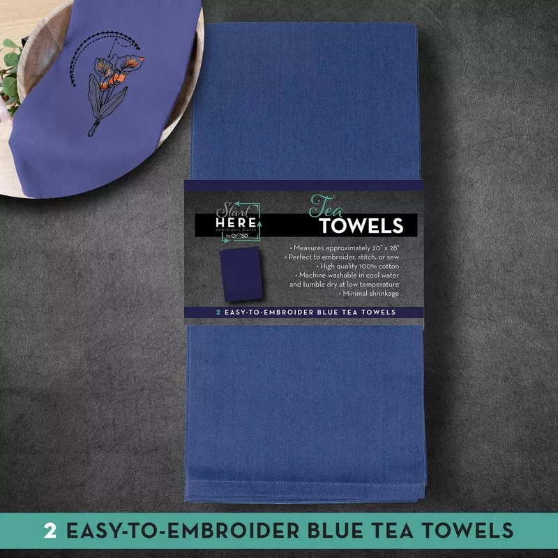 OESD Tea Towels – Blue 2 pack