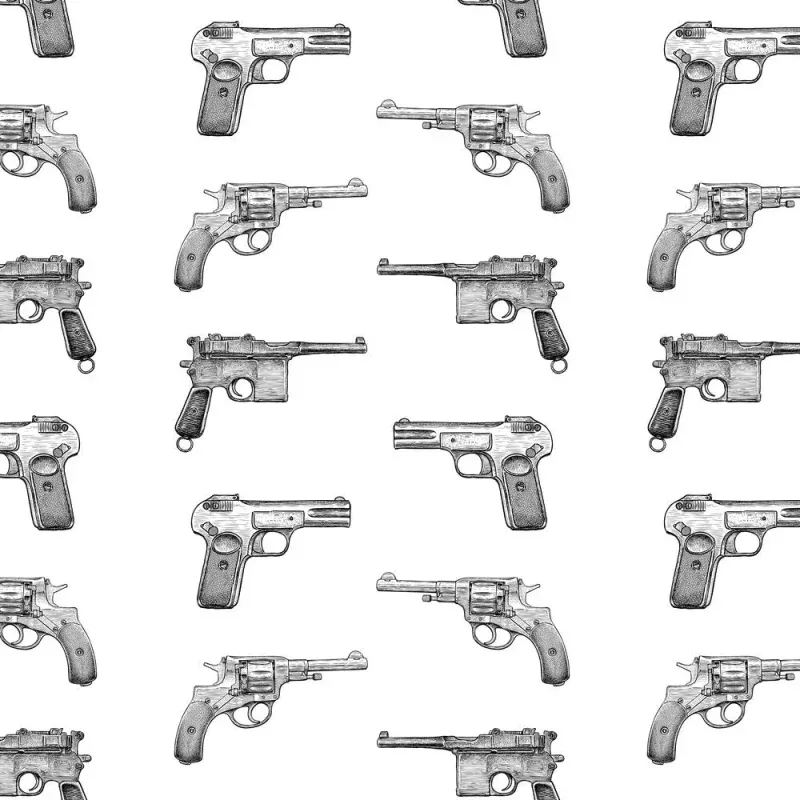 Old Pistols Sketches Fabric