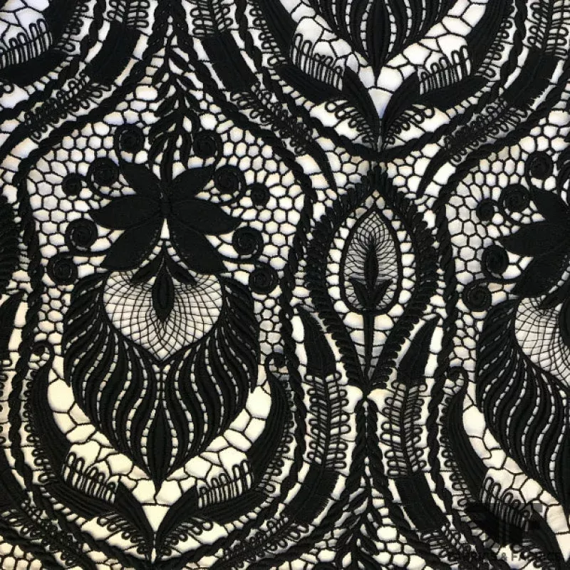 Ottoman Pattern Guipure Lace – Black