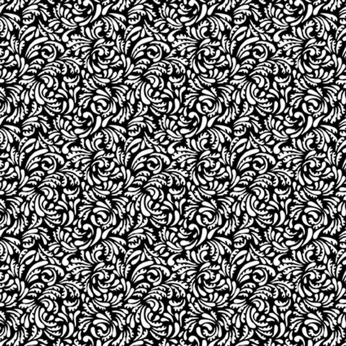 P&B Textiles – Salt & Pepper II – Feather Scroll – Black – Yardage