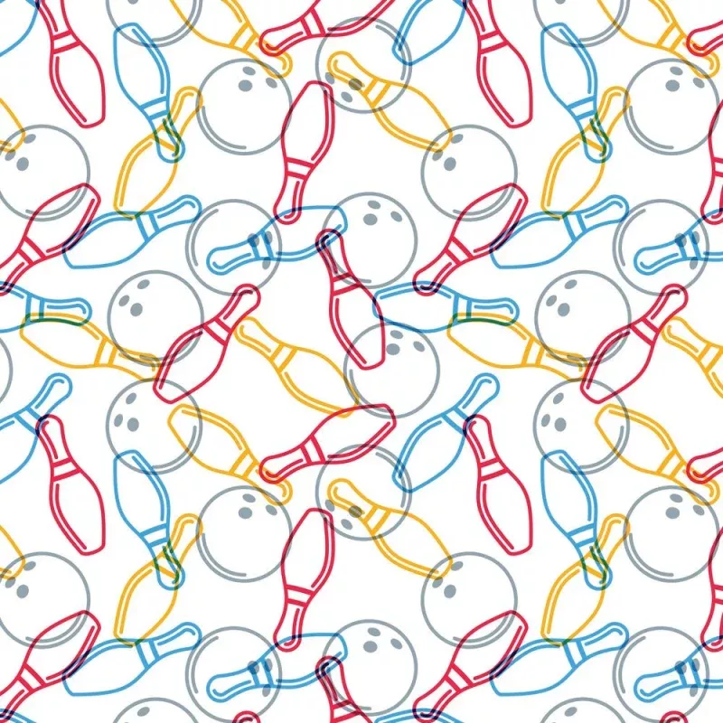 Packed Outlined Bowling Elements Fabric