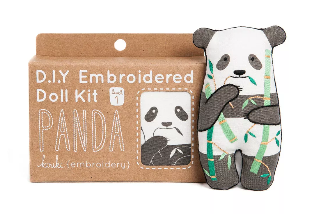 Panda Embroidery Doll Kit/Level 1 (Kiriki Press)