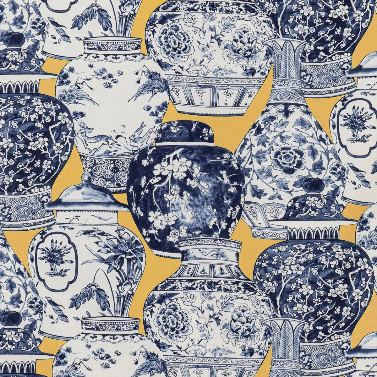 Pandan Print Maize/Blue Fabric