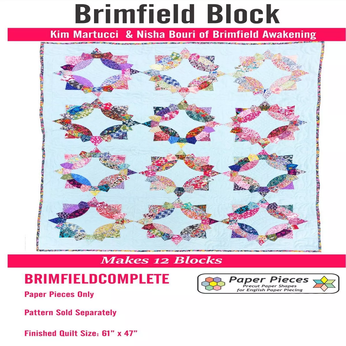 Paper Piece Pack For Brimfield Makes 12 Blocks No Pattern
