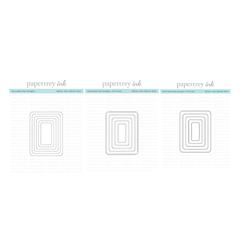 Papertrey Ink Rounded Rectangles, Rounded Rectangles Stitched and Rounded Rectangles Pierced Die Set