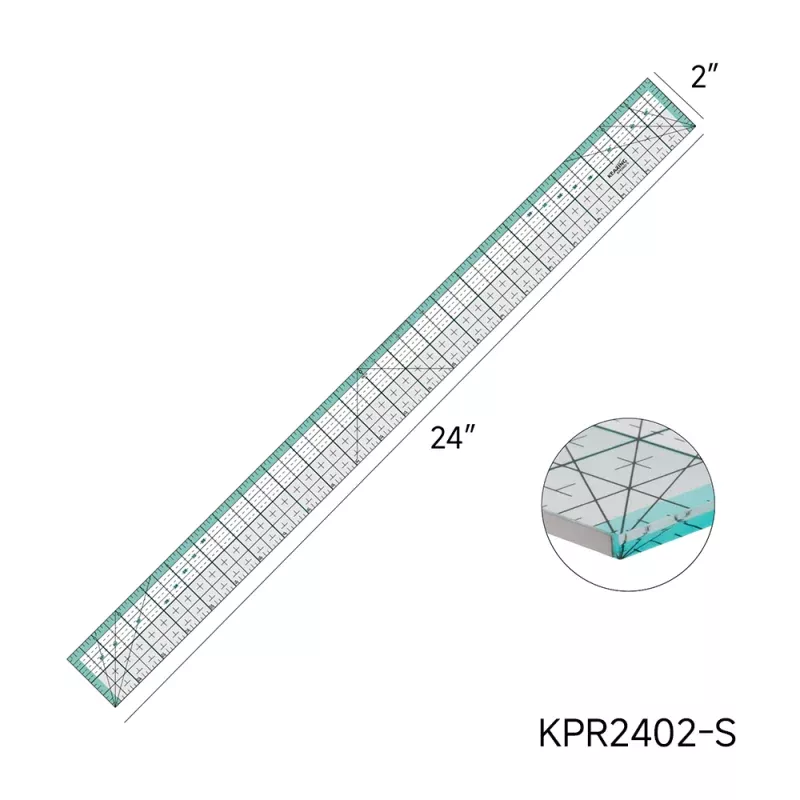 Patchwork Quilting Ruler w/Metal Edge – 24″x2″