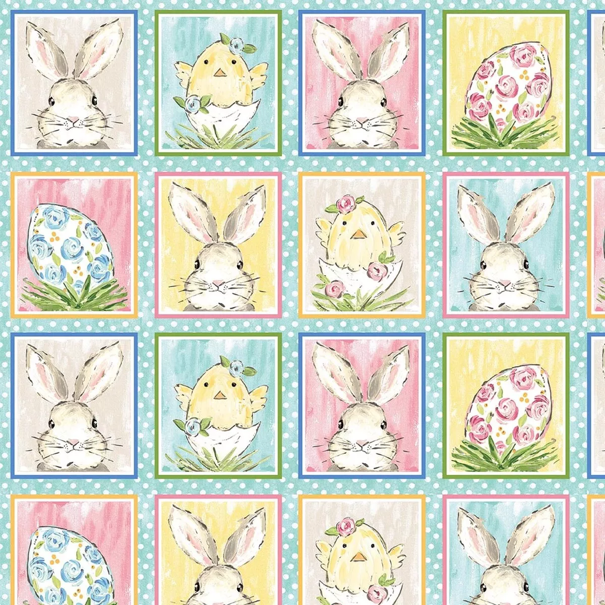 Peek A Boo Bunnies – Continuous Blocks – Light Blue