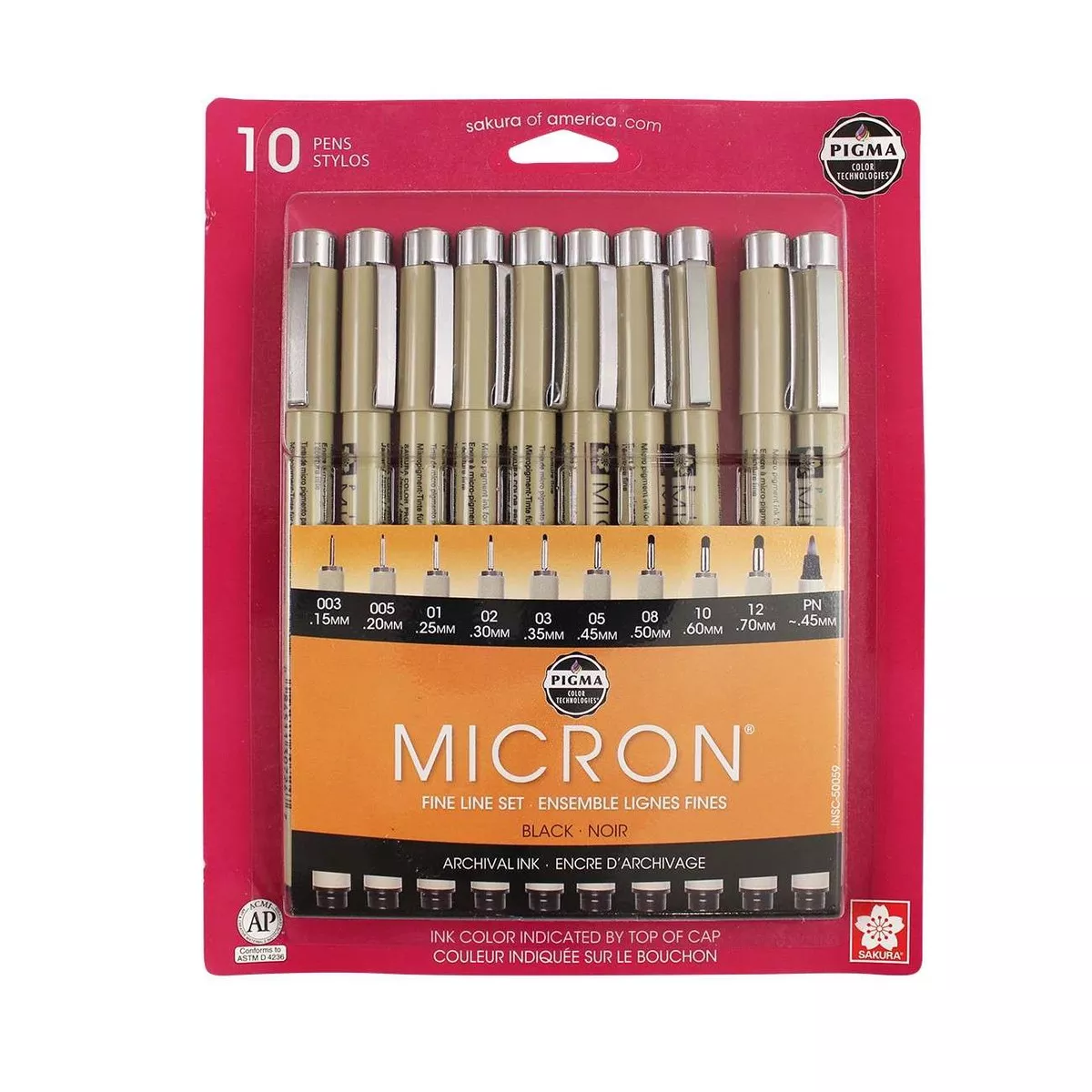Pigma Micron 10 Piece Set – Black