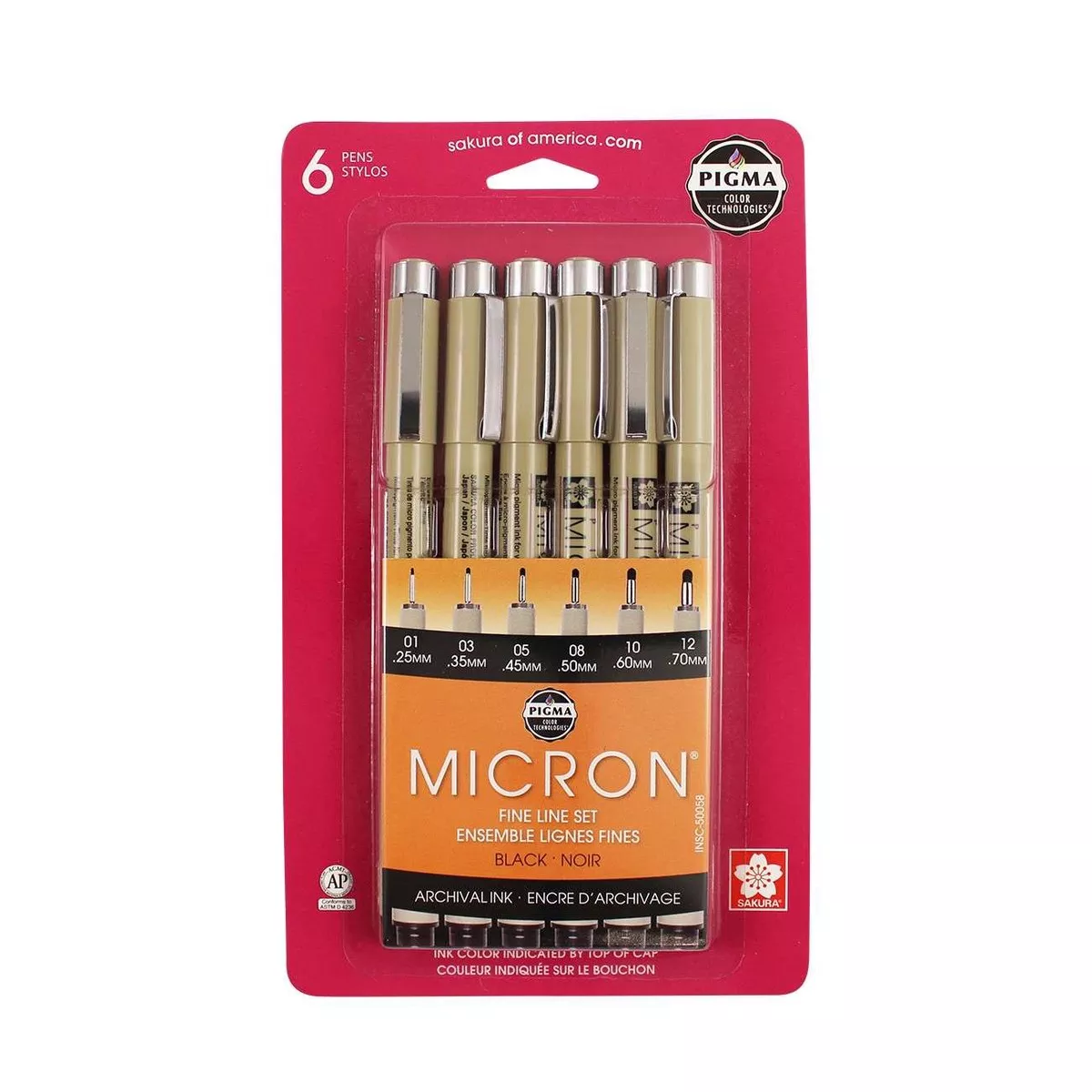 Pigma Micron 6 Piece Set – Black
