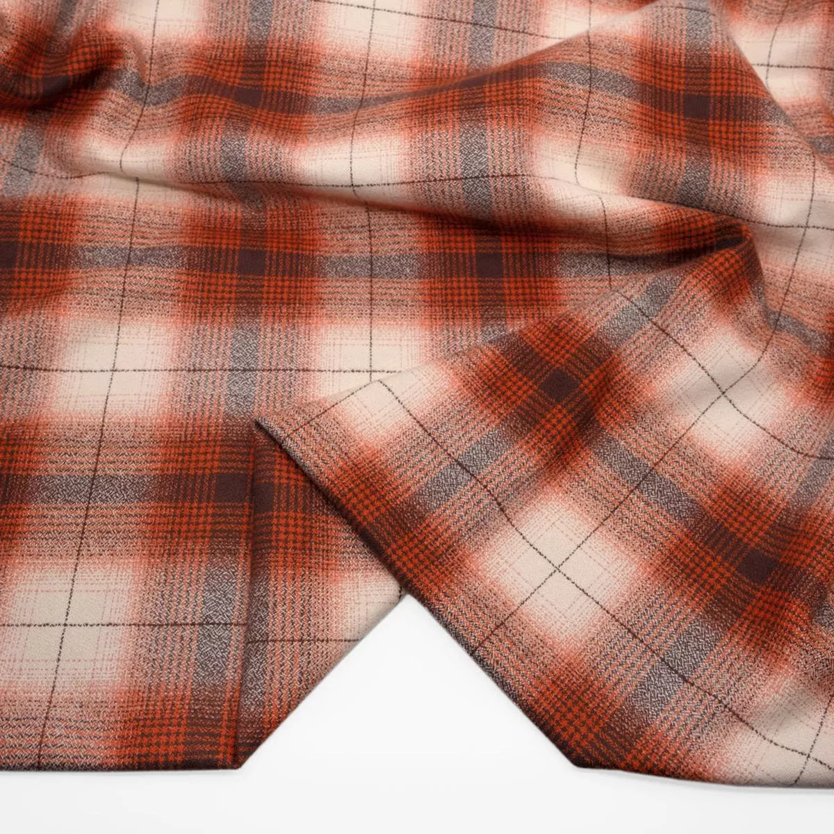 Plaid Cotton Flannel – Burnt Orange/Ivory