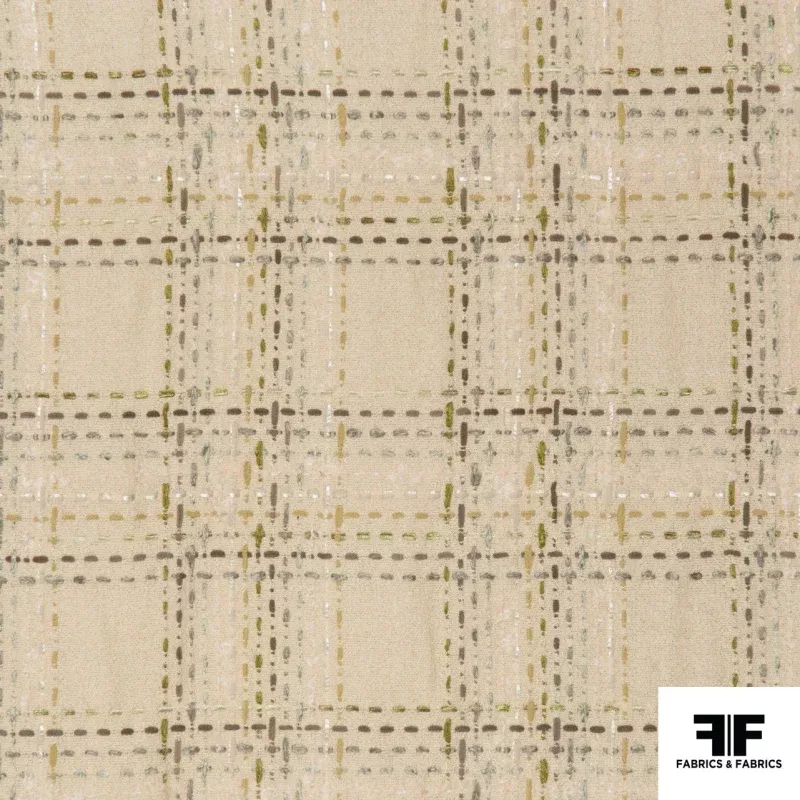 Plaid Wool Blend Tweed– Pale Yellow