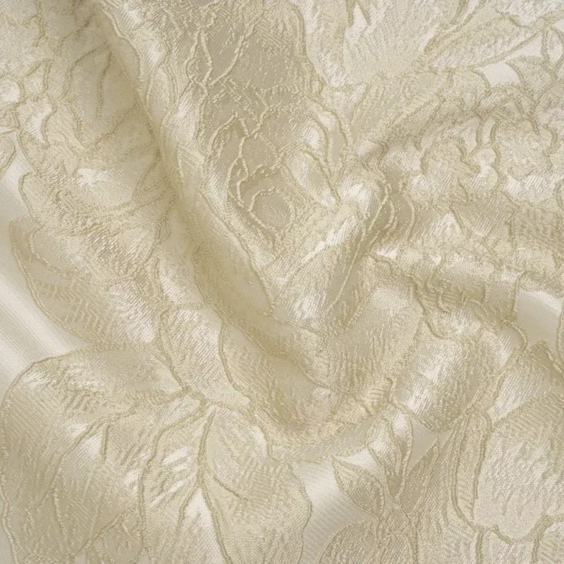Polyester Brocade – Ivory Rose Garden – Deadstock