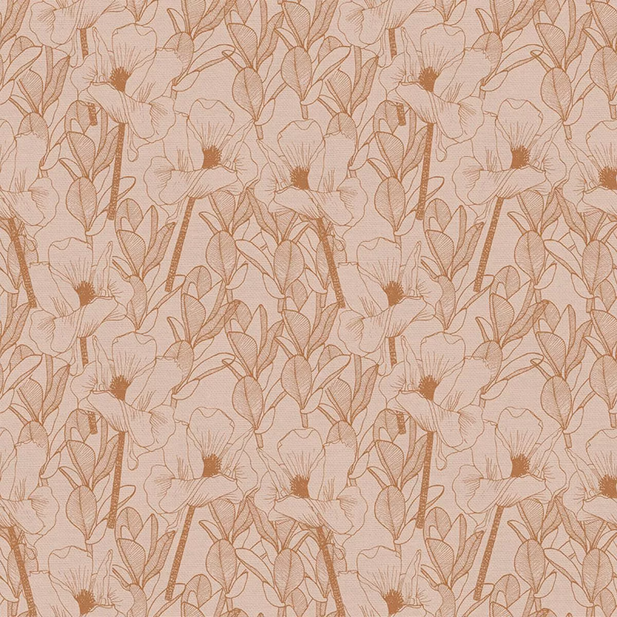 Poppies and Buds – Peach – Double Gauze