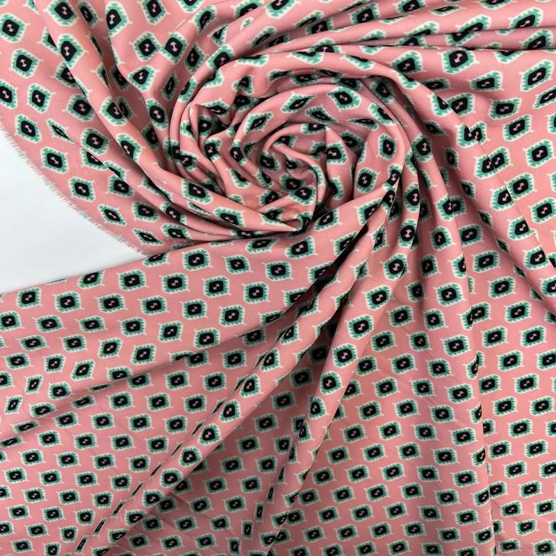 Printed Green-Pink Polyester Knit