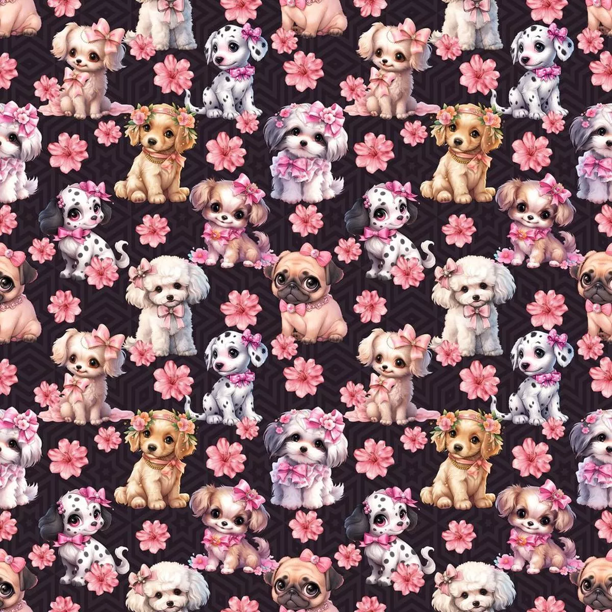 Puppies & Flowers Fabric