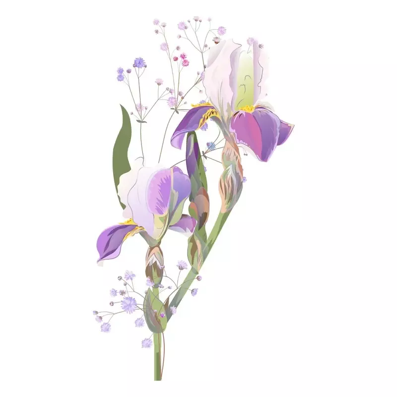 Purple and White Iris Fabric Panel