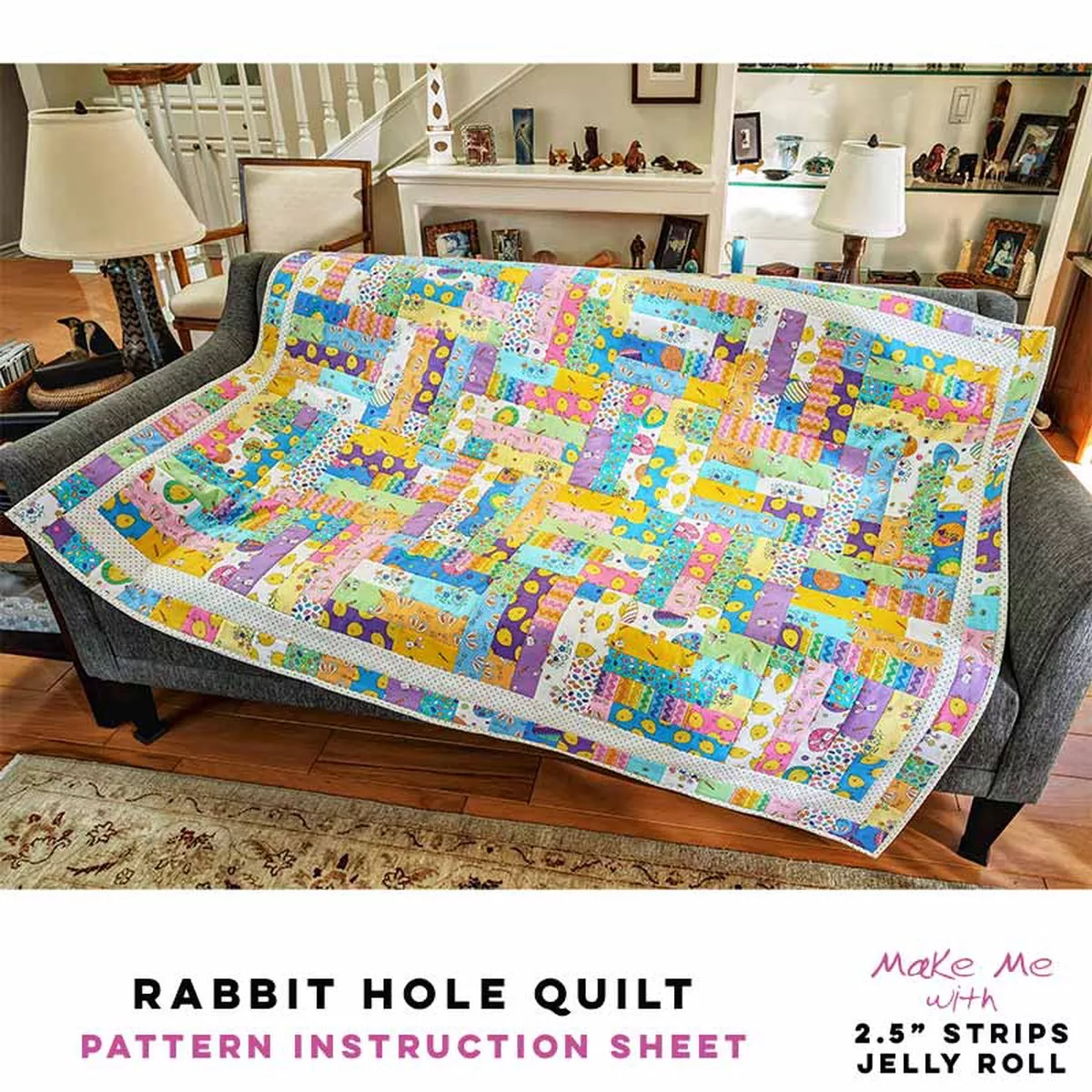 Rabbit Hole Quilt – 2.5″ Strips/Jelly Roll Pattern