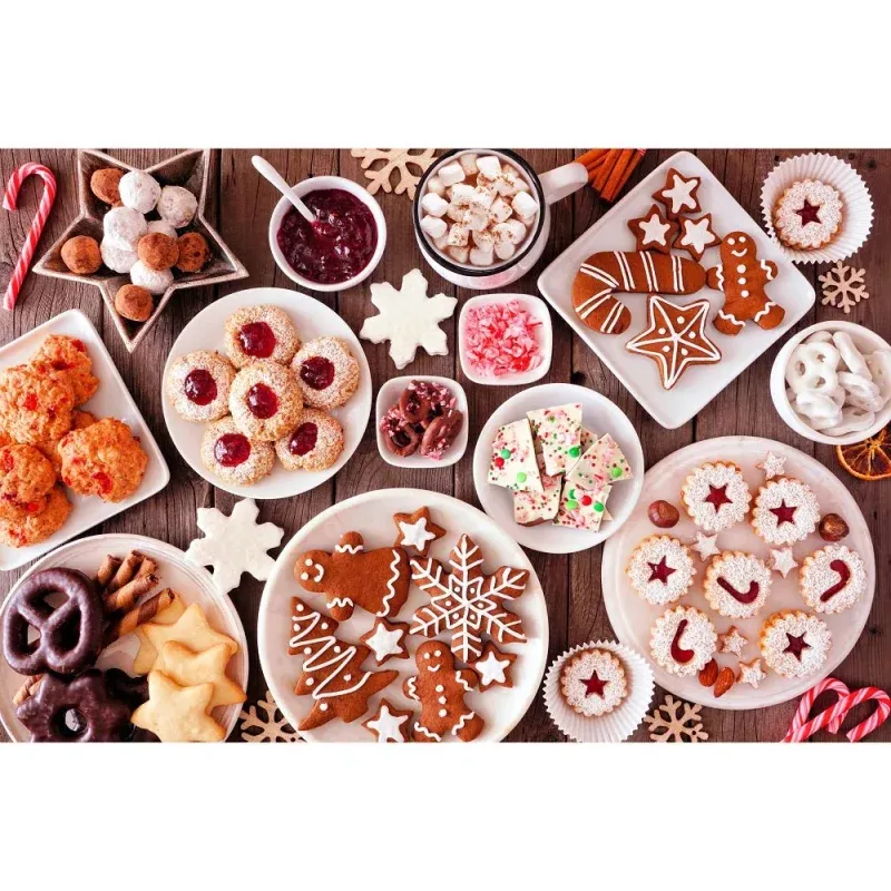 Realistic Christmas Baking Table Fabric Panel