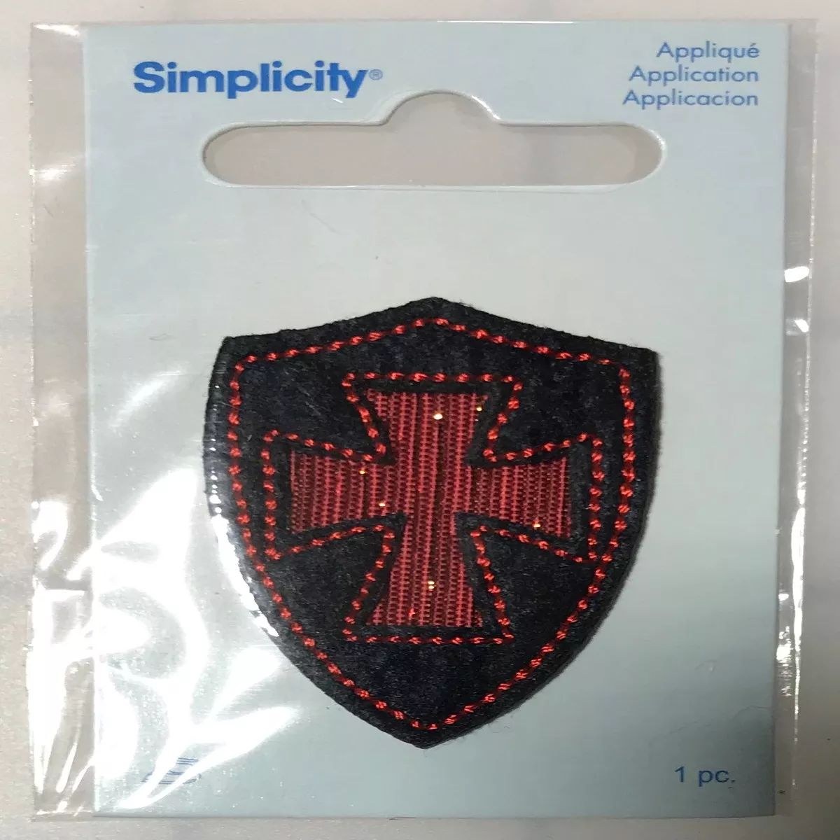 Red & Black Shield Cross – Iron-On Applique by Simplicity
