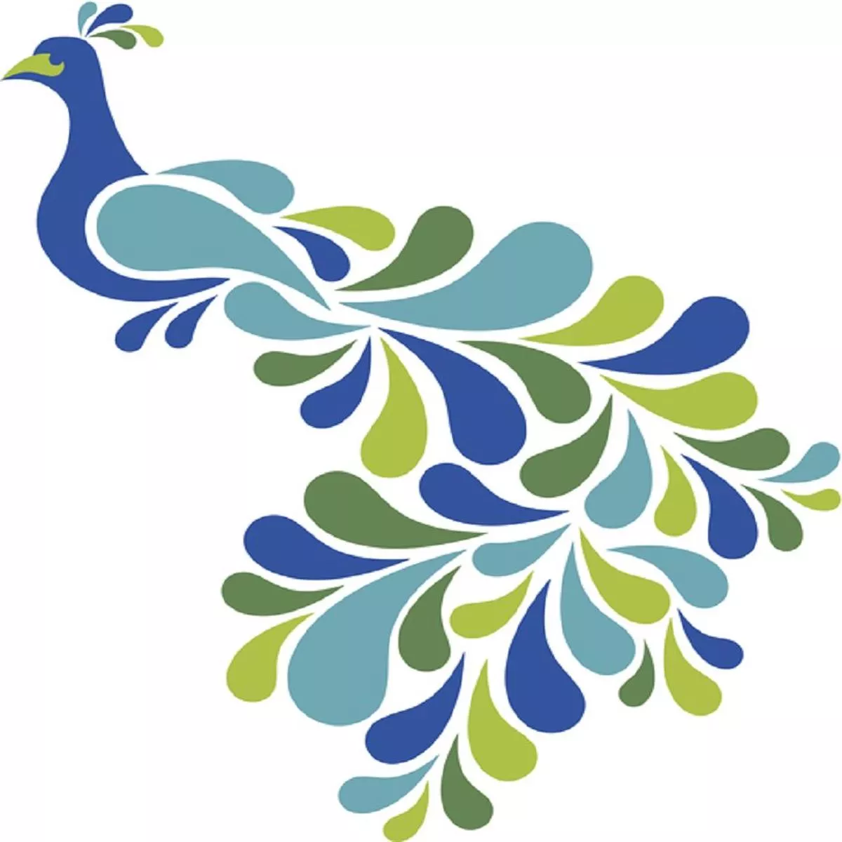 Retro Abstract Peacock Fabric Panel – White