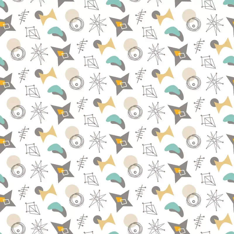 Retro Shapes And Atomic Stars Fabric