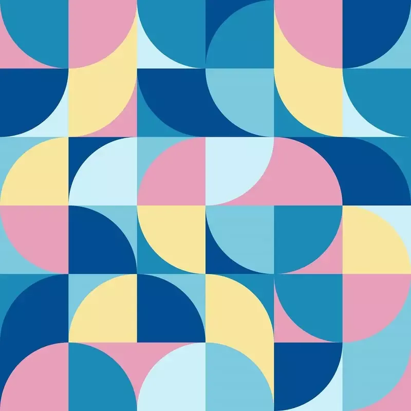 Retro Swirls Blues Fabric