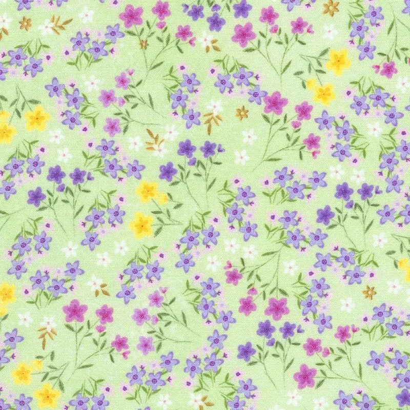 Robert Kaufman – Happy Easter – Small Tossed Flowers Mint – 1/2 YARD CUT