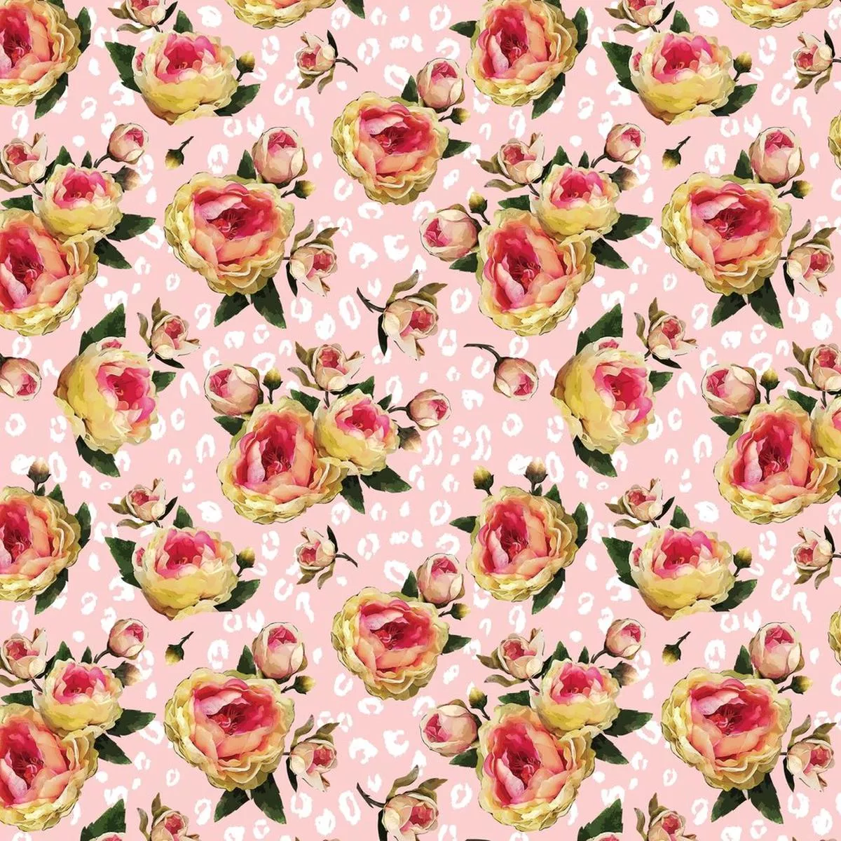 Rose & Leopard Print Fabric – Pink