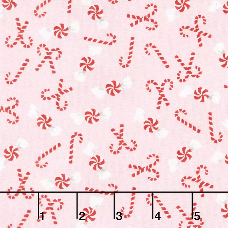 Santa Paws – Candy Canes Pink Yardage