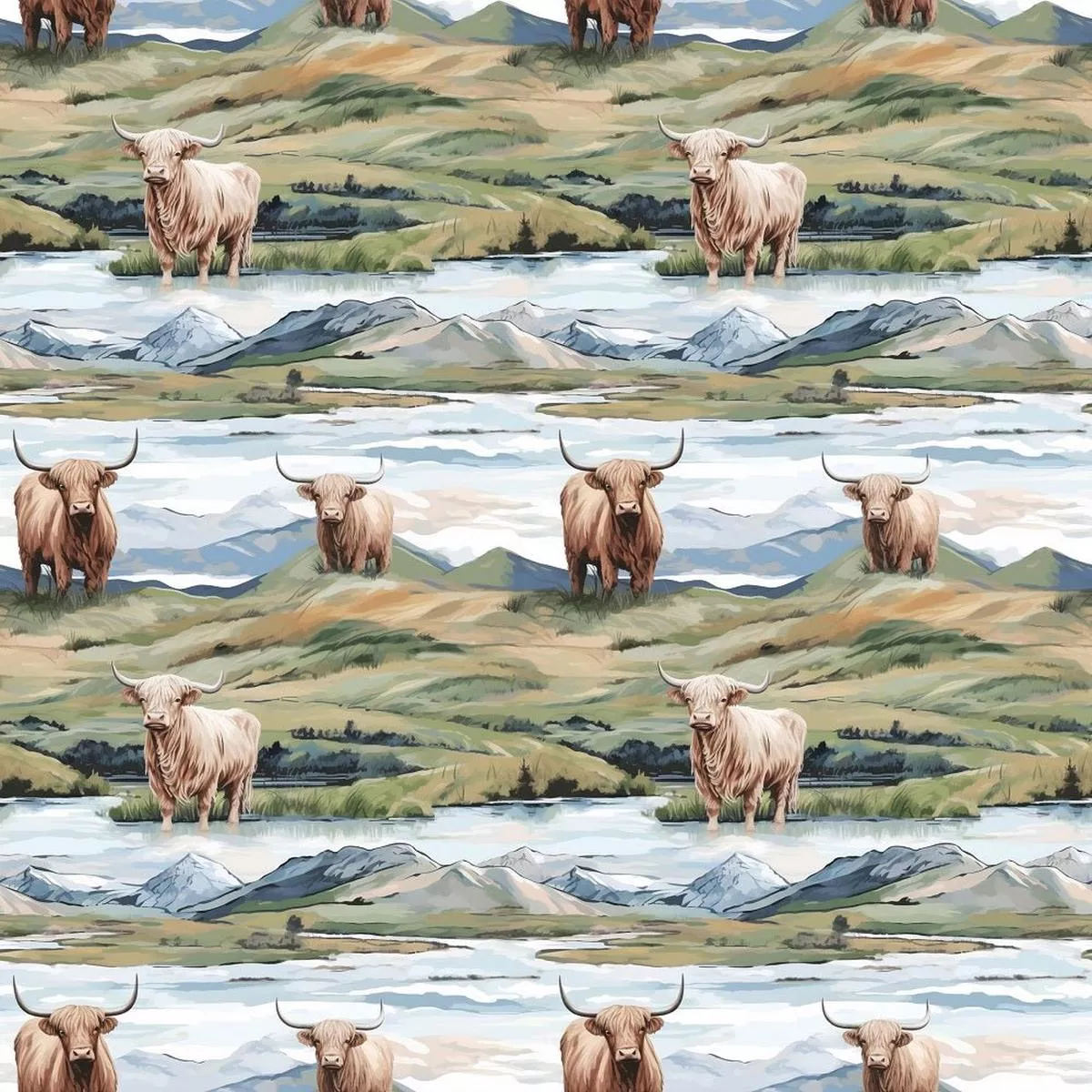 Scottish Highland Cows #13 Fabric