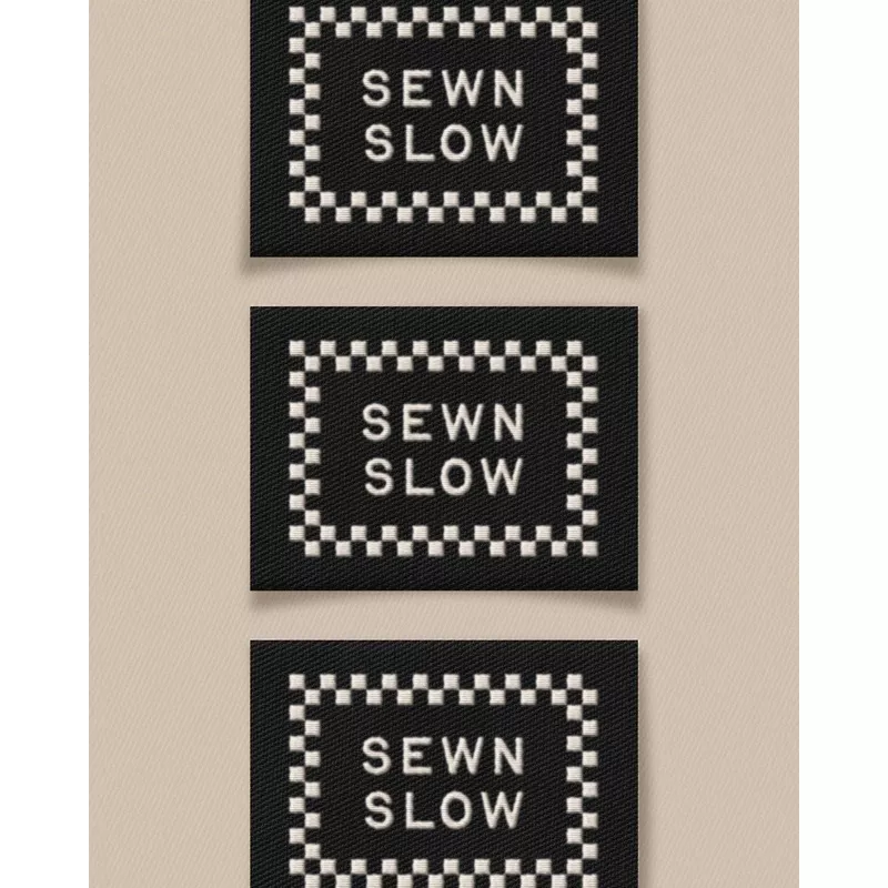 Sewn Slow Black Large Sewing Labels(6 pack)