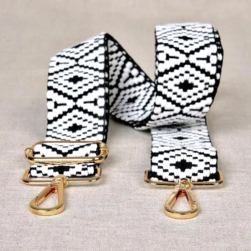 Shoulder Strap with Hardware/B&W Woven