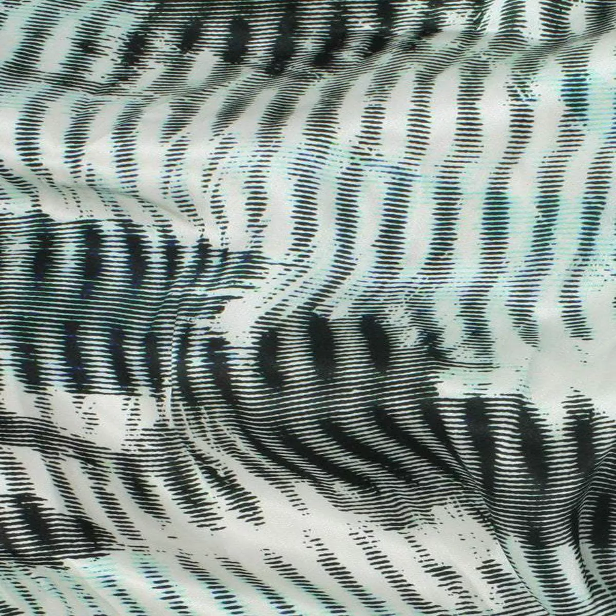 Silk Satin Print Grey / Aqua