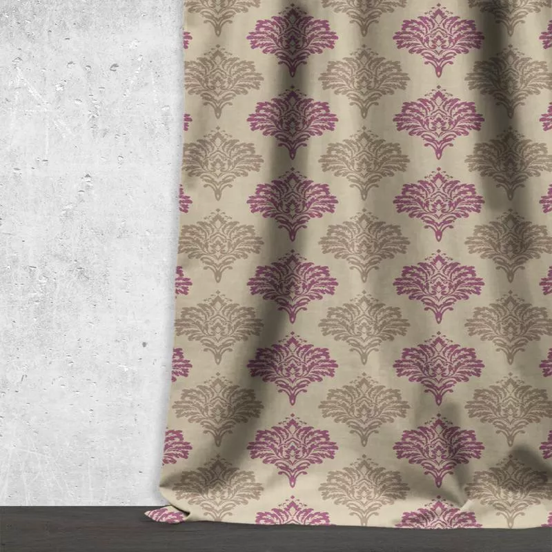 ‘Silver Pot’ Fabric by the Metre (Lilac/ Grey)