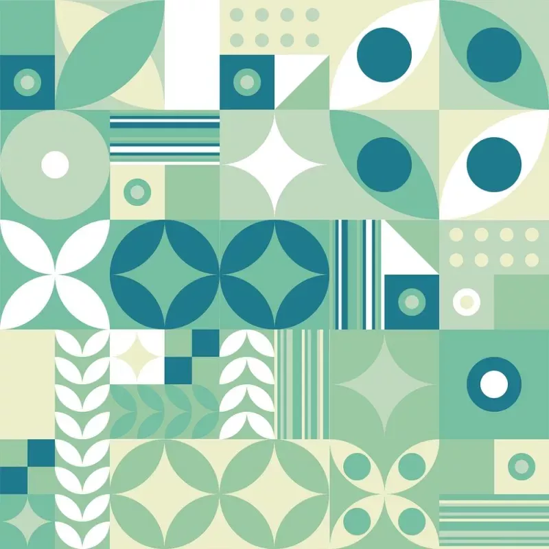 Simple Geometric Artwork Fabric – Green
