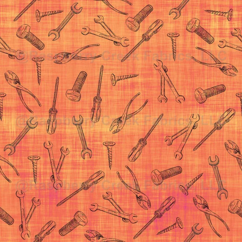 Sketched Tools on Orange Linen