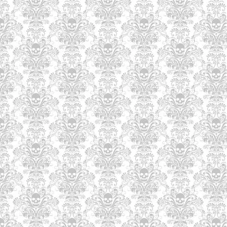 Skull Damask - White - Hue - Timeless Treasures