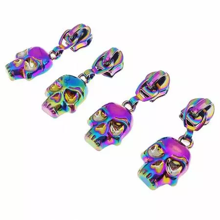 Skull Zipper Pulls - Iridescent Rainbow - 4 pcs - Sassafras Lane