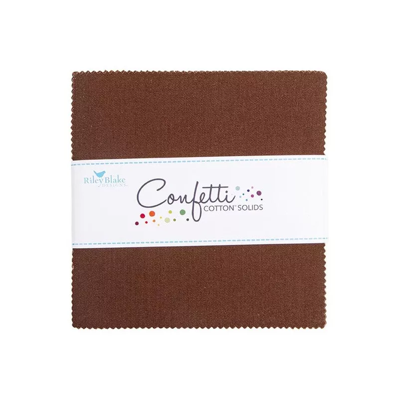 Solid Brown 5″ Square Charm Packs from Riley Blake