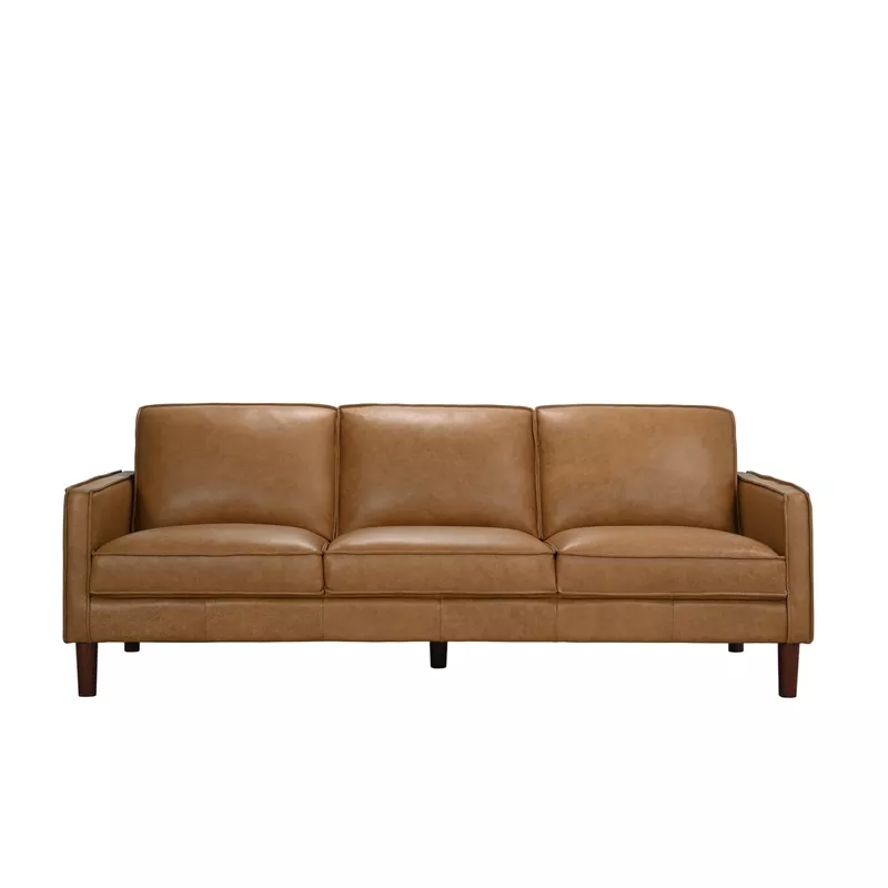 Soria Saddle Brown Top-Grain Leather Sofa
