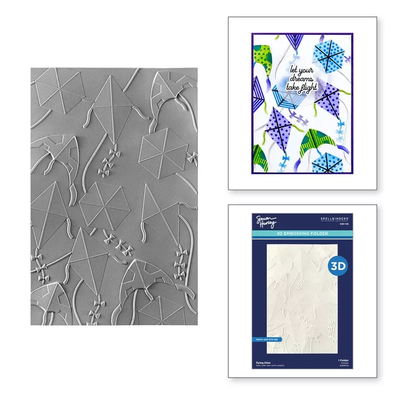 Spellbinders Flying Kites 3D Embossing Folder e3d-136*