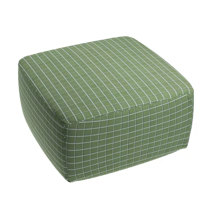 Square Pouf in Check With Me – Pine