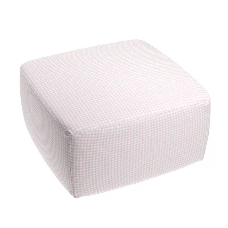 Square Pouf in Gingham – Light Pink